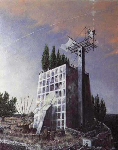 Projektion Außenraum · Projection on Outside - Painting by Michael Kunze
